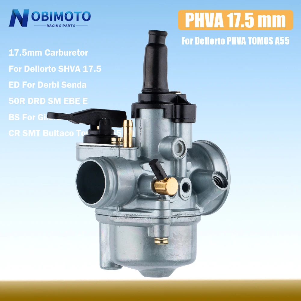 17.5mm Carburetor For Dellorto PHVA TOMOS A55 50cc 80cc 50R DRD Motorcycle Carb Scooters Motocross Accessories Dirt Pit Bike