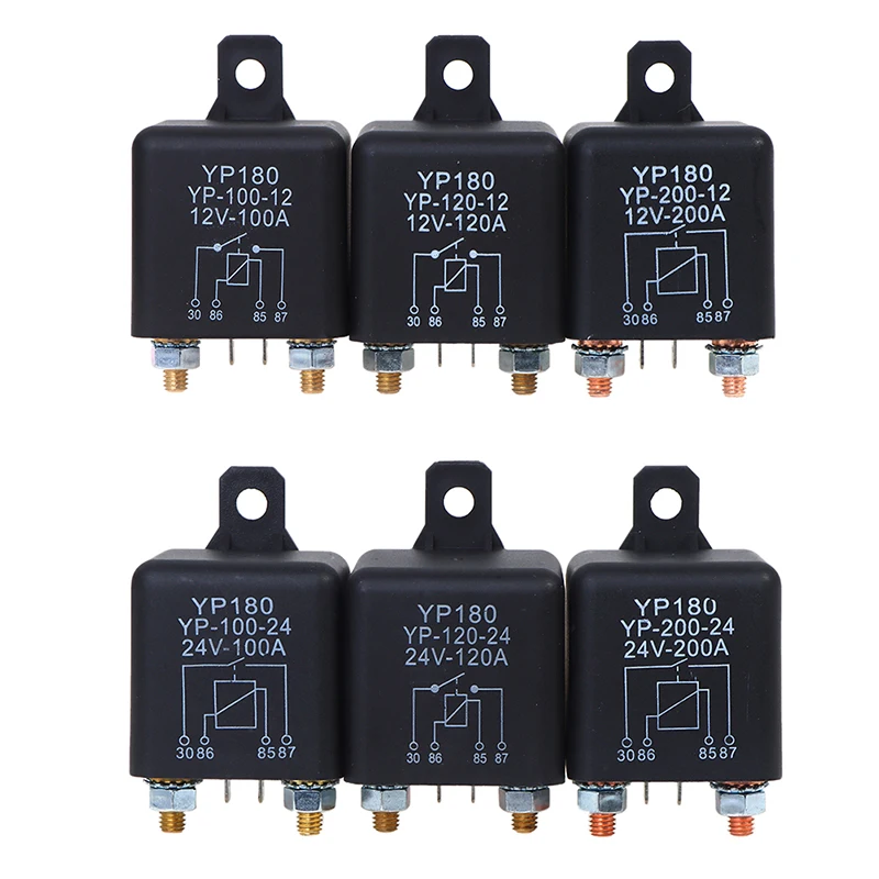 High Current 4 Pin Car Relay 12V 24V 200A 120A 100A Car Truck Motor Automotive Relay Continuous Type Automotive Car Relays