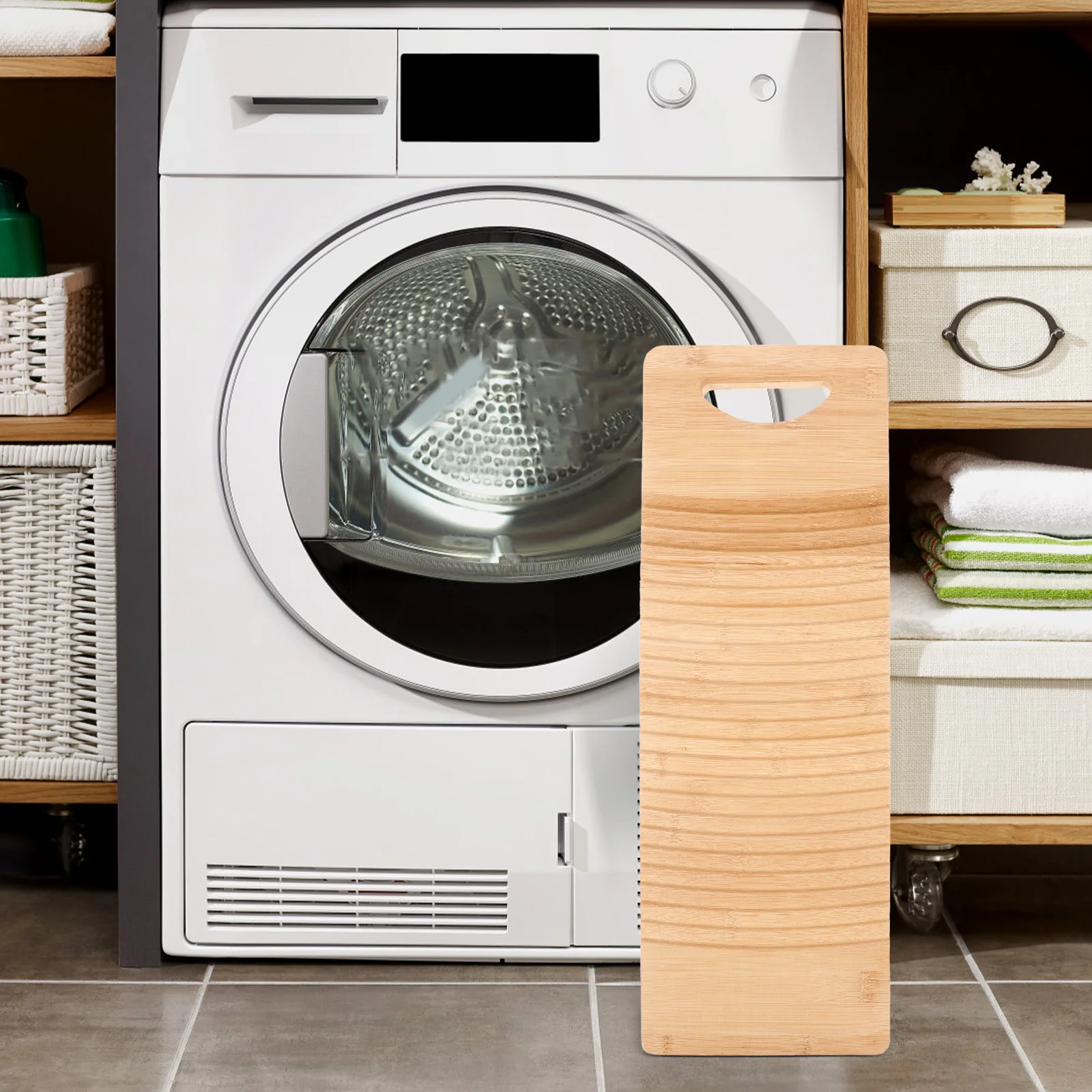 

1pc Bamboo Washing Board Wavy Non-Slip Surface For Handwashing Underwear Socks Baby Clothes Towels Scarves Laundry