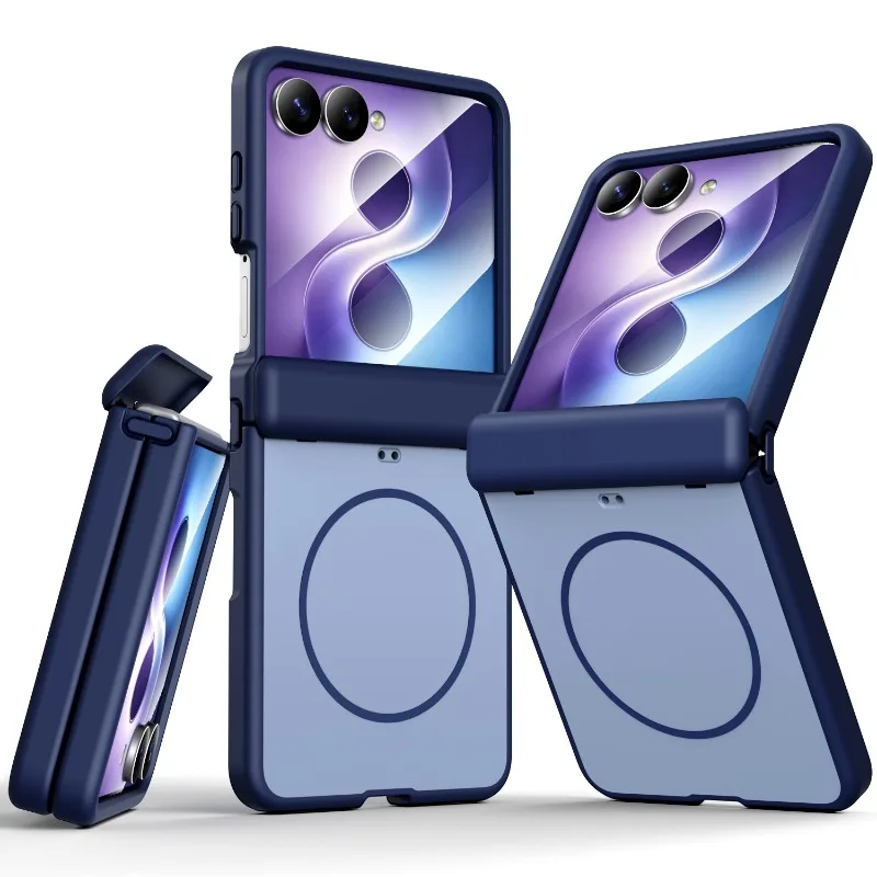 Skin Feel Heavy Duty Armor Magnetic Case for Samsung Z Flip 8 for Magsafe Charger PC Hard Shockproof Hinge Protective Cover