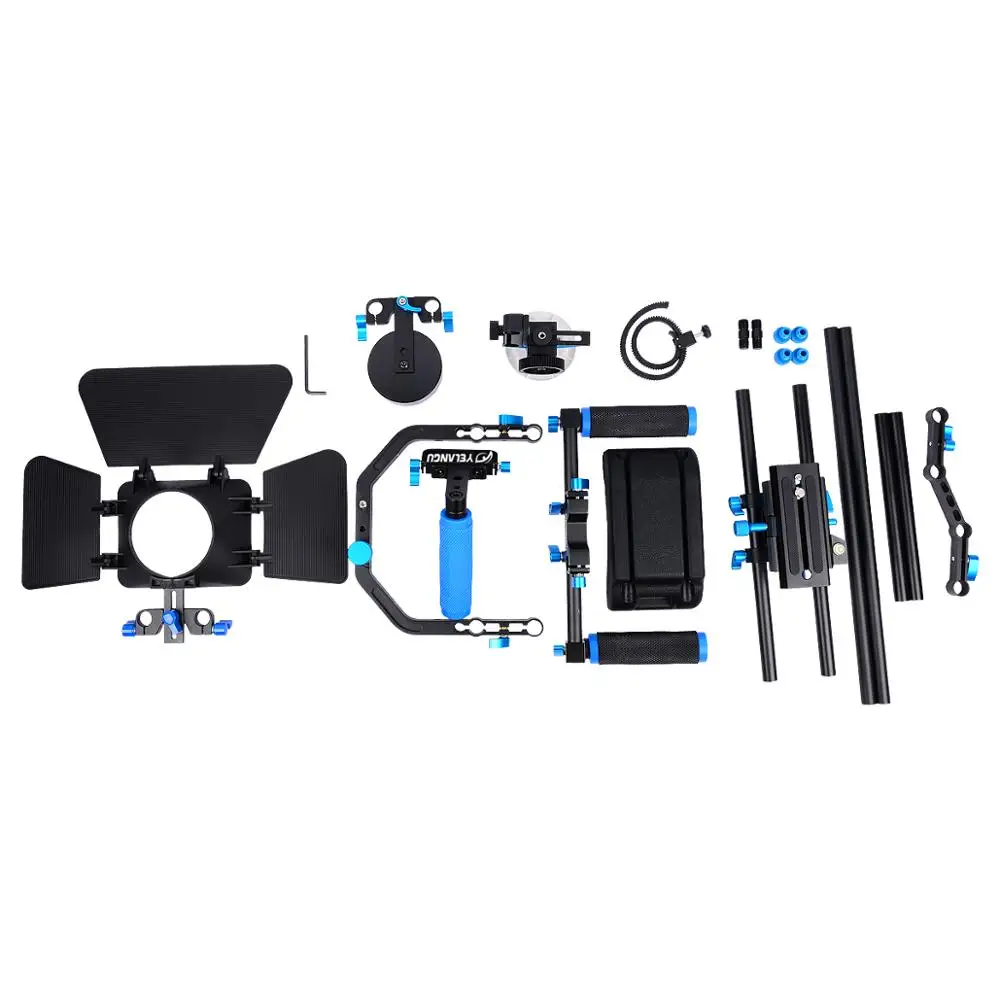 Pro dslr vídeo rig filme kit ombro montar rig siga foco fosco caixa c forma suporte gaiola alça superior para câmera dslr filmadora