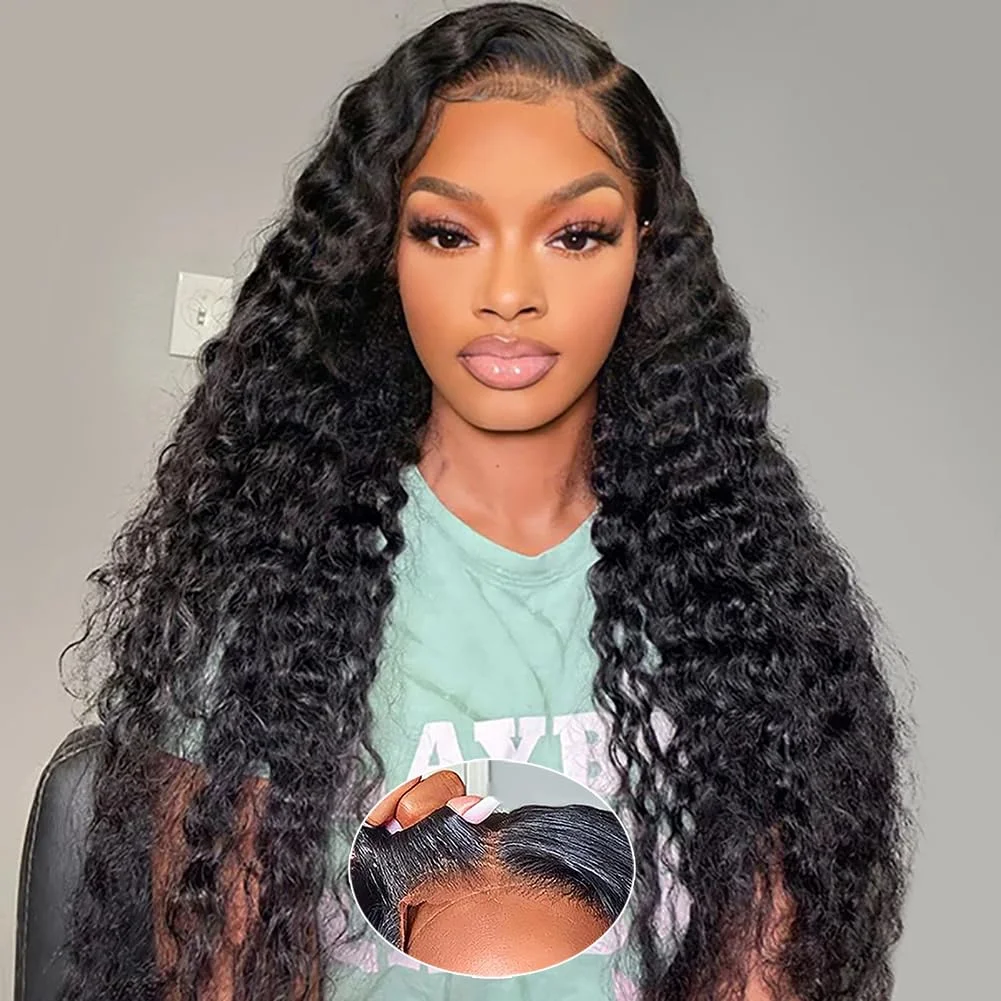 

Kinky Curly 5x5 Closure Lace Front Wigs Water Wave Glueless Wigs Human Hair Deep Wave 4x4 Closure Lace Frontal Wigs Human Hair