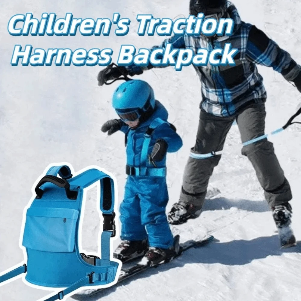 Adjustable Children's Traction Harness Backpack Lightweight Safety Kids Snowboard Harness Speed Control Built-In Backpack