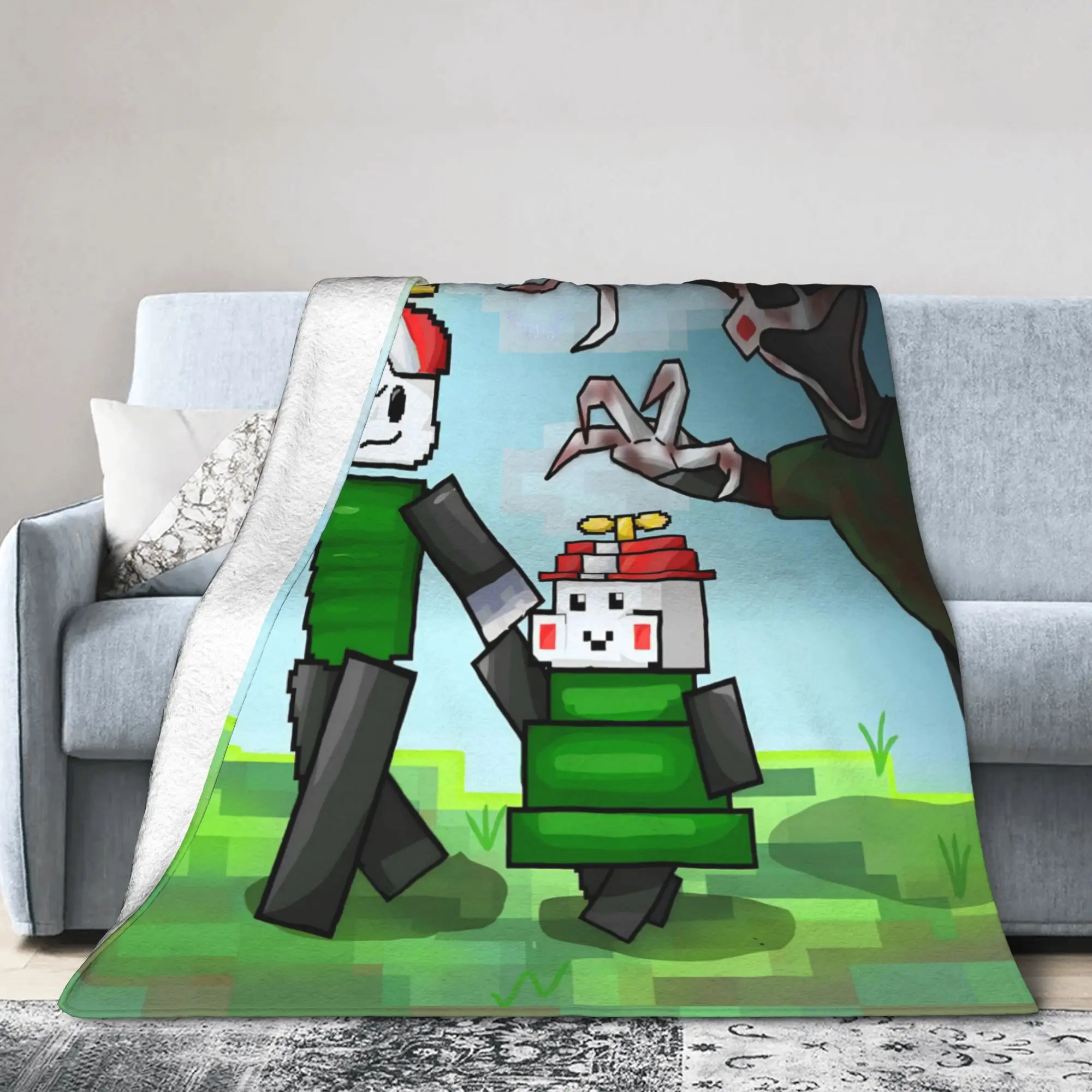 Omenaso Youtuber Gaming Fleece Blankets Horror Customized Throw Blankets for Home 150*125cm Plush Thin Quilt