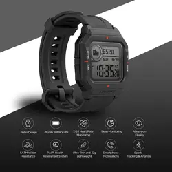 Amaz fit Neo Smart Watch 28 Days Battery Life Smartwatch 3 Sports Modes 5ATM Pai Health Assistant For Android IOS Phone fast shp