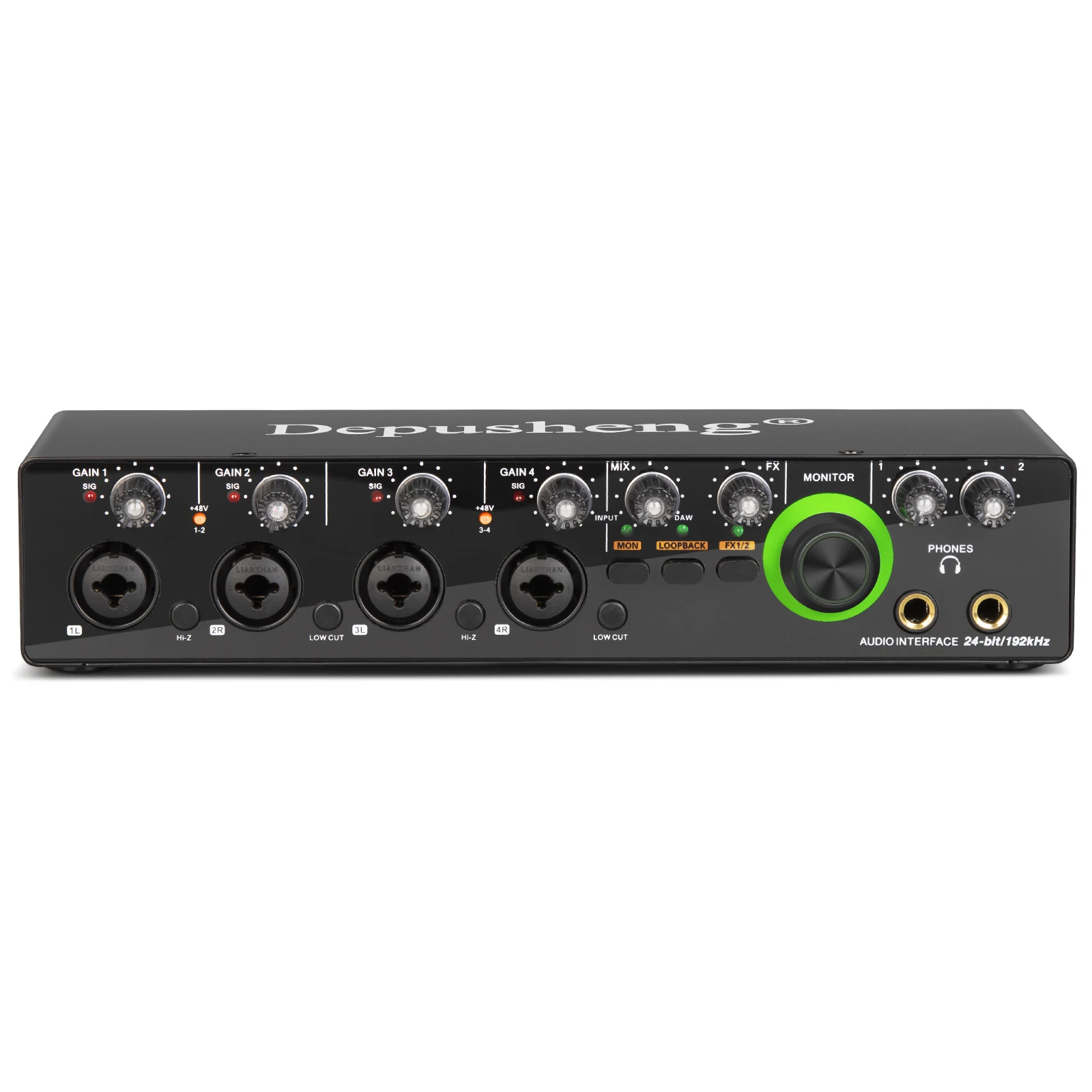 

2025 hot sale Depusheng MD44 Mini 4 Input and 2 Output 24Bit 192 kHz Mixer DJ Console Recording Sound Card for Studio Musical