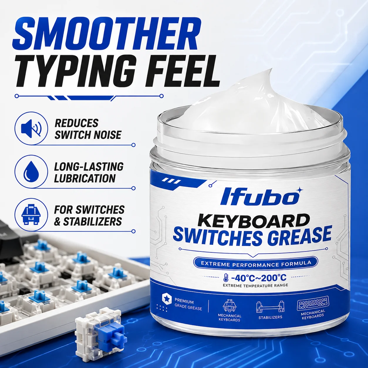 Ifubo Switch Grease 50g Mechanical Keyboard Stabilizer Lubricant For Cherry MX Keycaps Satellite Axis DIY Gaming Kit