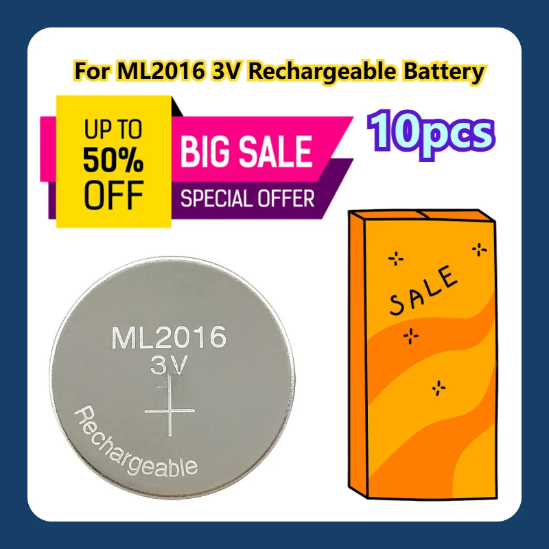 

For ML2016 3V Rechargeable Battery 10pcs