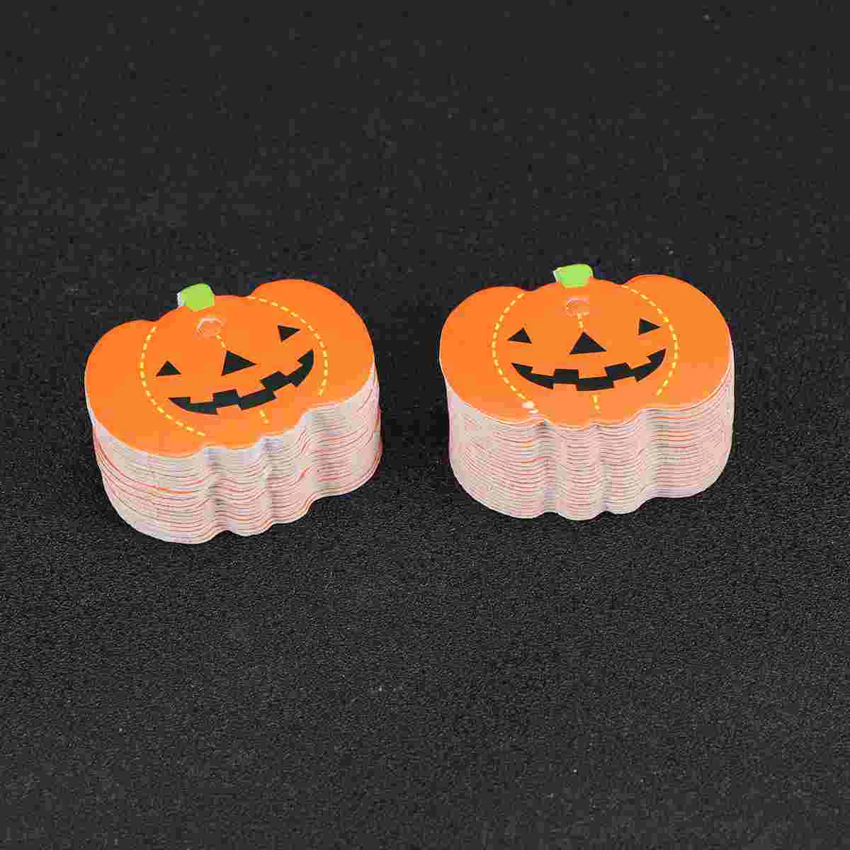 100 Pcs Halloween Gift Tags Pumpkin Hanging Small Book Labels for DIY with Pre-cut Holes Paper Pendants