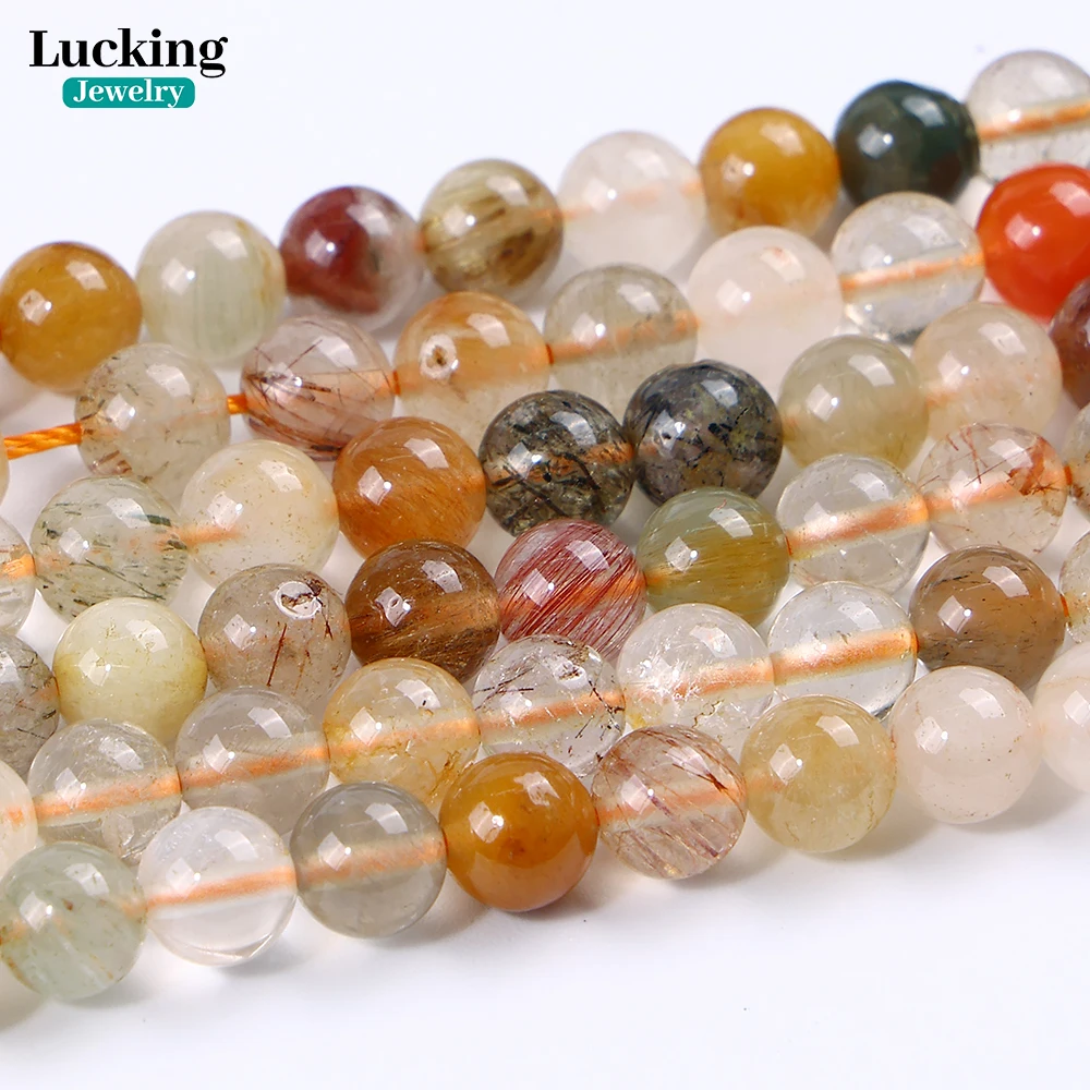 

Natural Mixed Rutilated Quartz 4-8mm Crystal Strand for Jewelry Making, Healing Grids, Collector Supplies