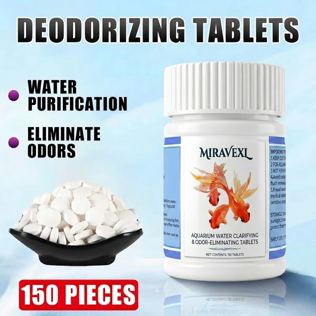 MIRAVEXL Aquarium-Wasserklärungs- und Geruchsbeseitigungs-Tabletten, 150 Stück, für Kristallklare Aquarien