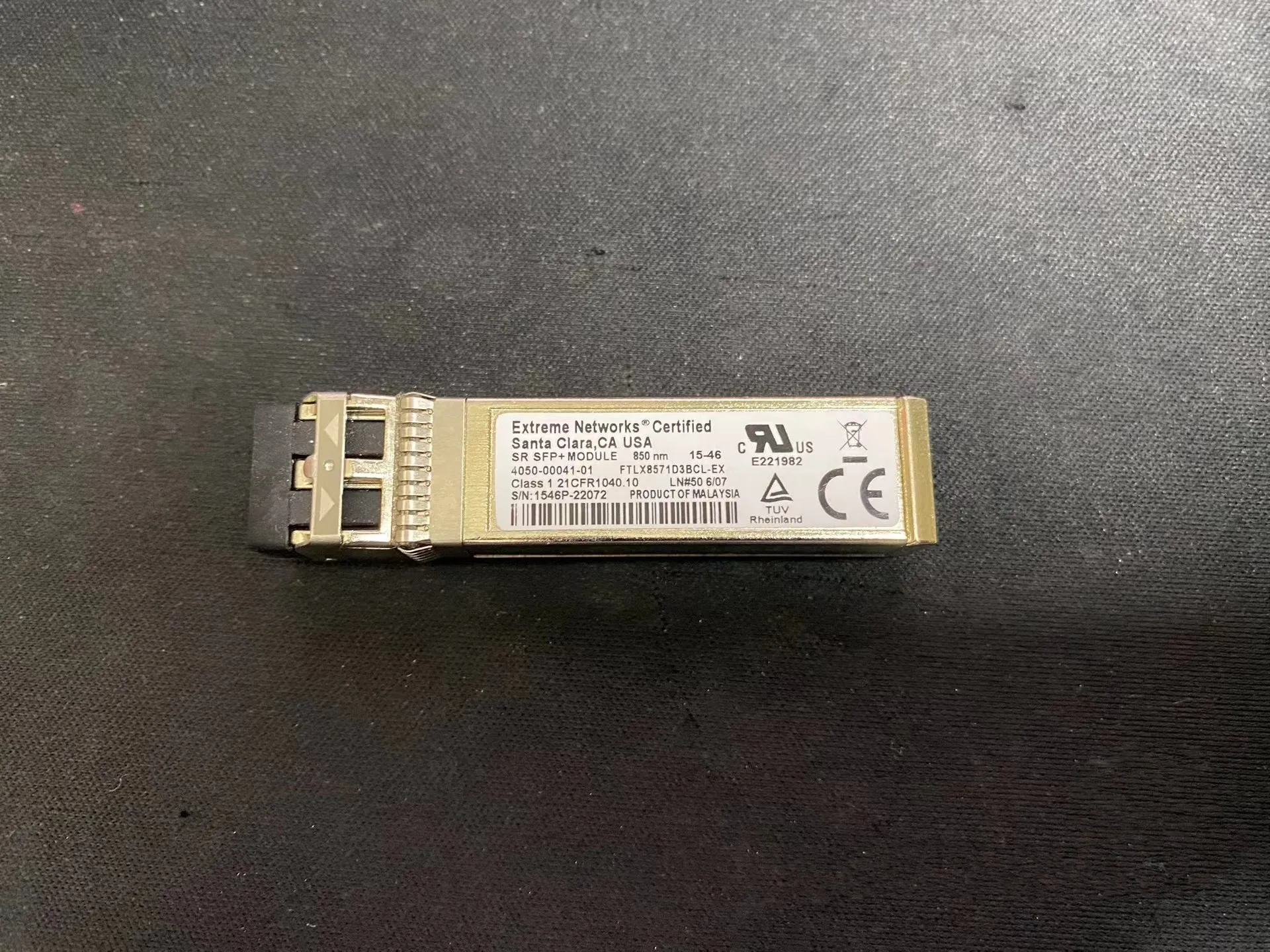 Extreme Networks 10G SR SFP+ Module Transceiver 850nm 4050-00041-01 FTLX8571D3BCL-EX Extreme 10GB SFP Optical Fiber