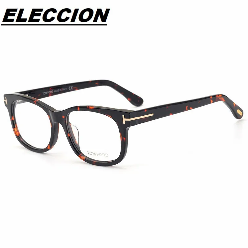 Top Quality Acetate Glasses Men Vintage Italy Brand Design Tom 5147 Eyeglasses Myopia Prescription Spectacles Frame Black TF5176