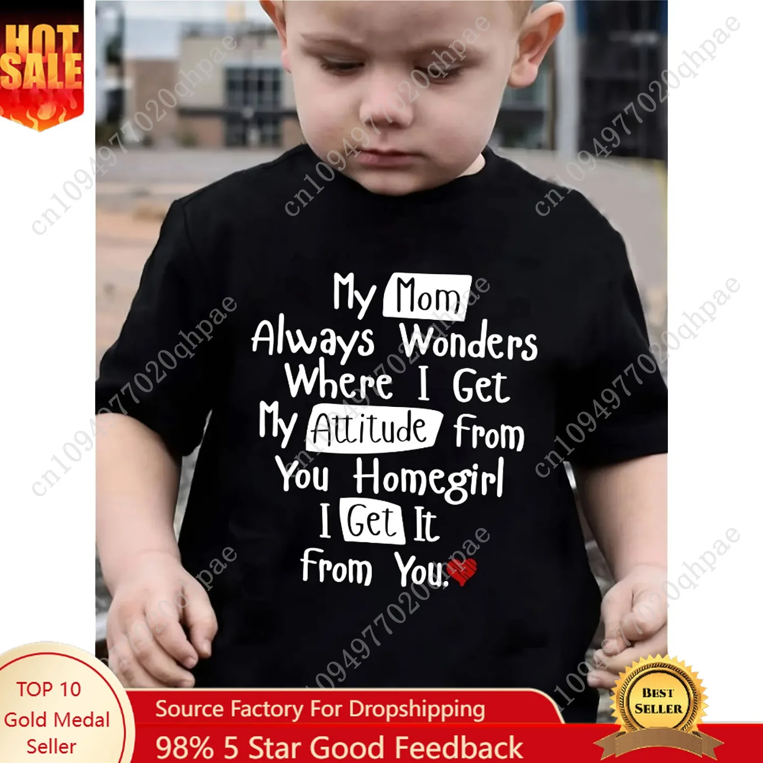 เสื้อยืดเด็กผู้ชาย แม่ของฉันชอบเสื้อคอกลมแขนสั้นแบบสบายๆ ที่ให้ความรู้สึกสบายและดูดี