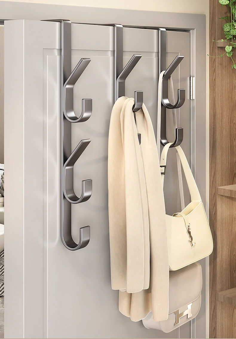 Einfache Installation, stabiler Metall-Türhaken, Kleiderständer, platzsparendes Design für Kleidung, Hüte, Taschen, Schlafzimmer – Detail 5
