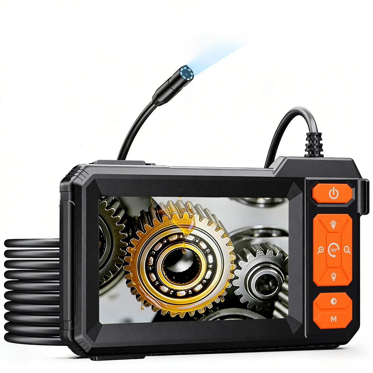 4,3" IPS Industrie-Endoskopkamera 1080P 8mm Sonde 8 einstellbare LEDs IP67 wasserdichtes halbstarres Schlangenkabel 2600mAh für die Inspektion von Auto-Motoren, Rohren und Abwasserleitungen
