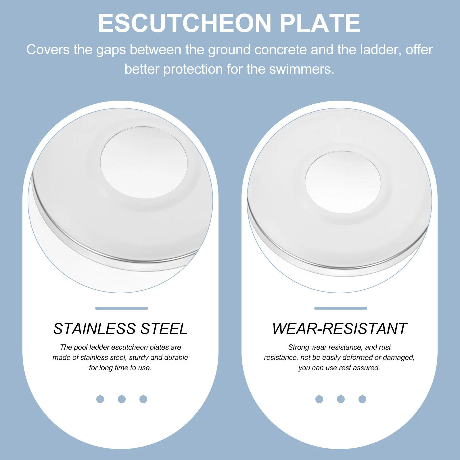 2Pcs Stainless Steel Pool Ladder Escutcheon Plates Wear Resistant Rustproof Decorative Pool Handrail Covers Escutcheon Plate