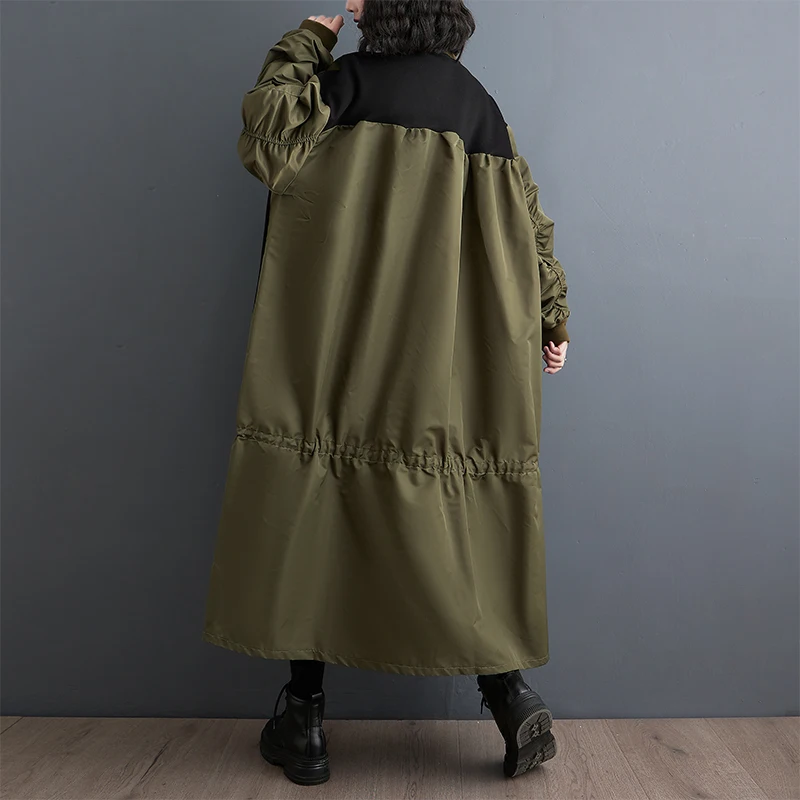 Sle coreano Colore dimagrante Blo Long Dr Donna Autunno Inverno Nuovo senso del design Pieghettato Allentato Dr Commute Sle A-Line...