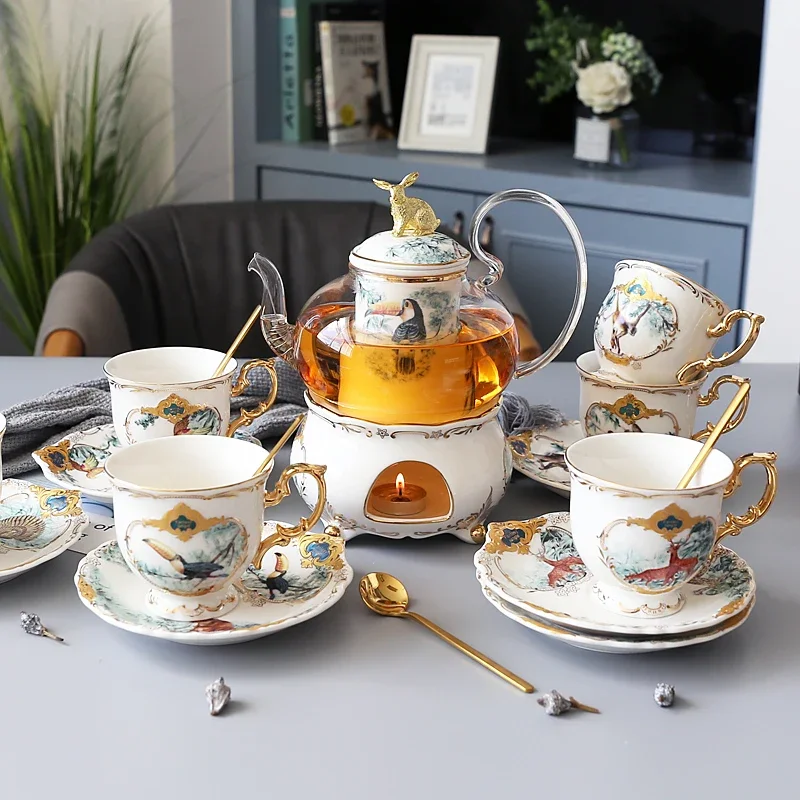 

Nordic ins wind ceramic coffee cup English afternoon tea tea set European-style small luxury flower tea set home