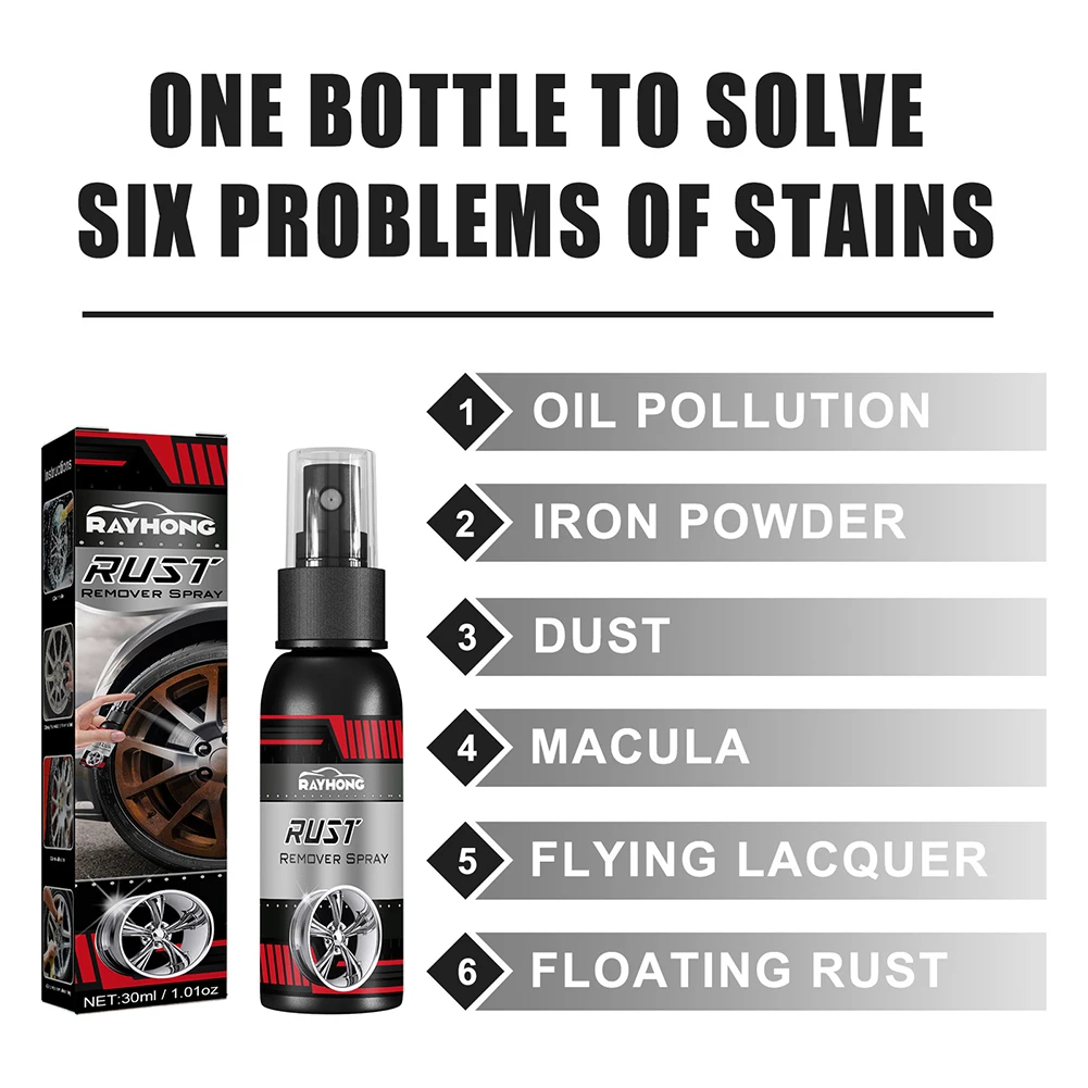 Iron Powder Cleaning Super Rust Remover Cleaner Rust Inhibitor 30/100ml Car Rust Removal Spray Multipurpose Maintenance Cleaning