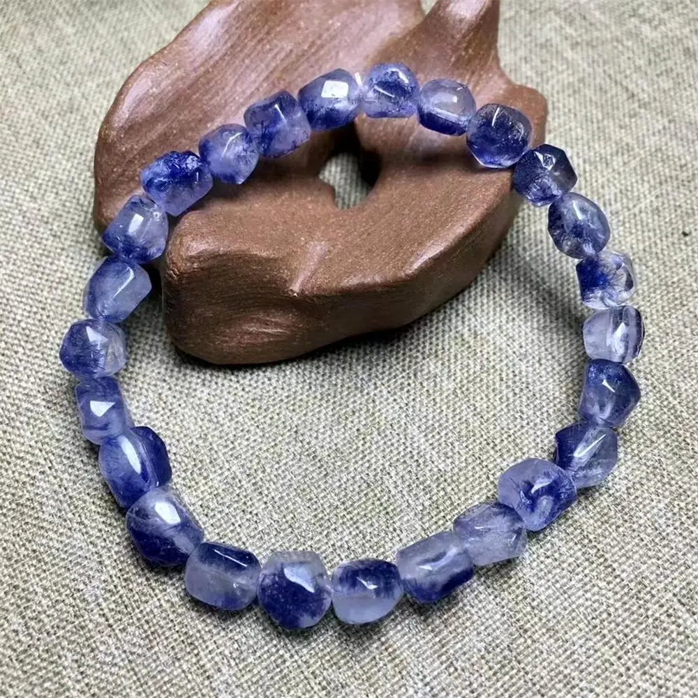 Natural Freeform Dumortierite Bracelet Gemstone Round Bead Crystal Healing Fengshui Gemstone Bracelet Jewelry Gift 1PCS