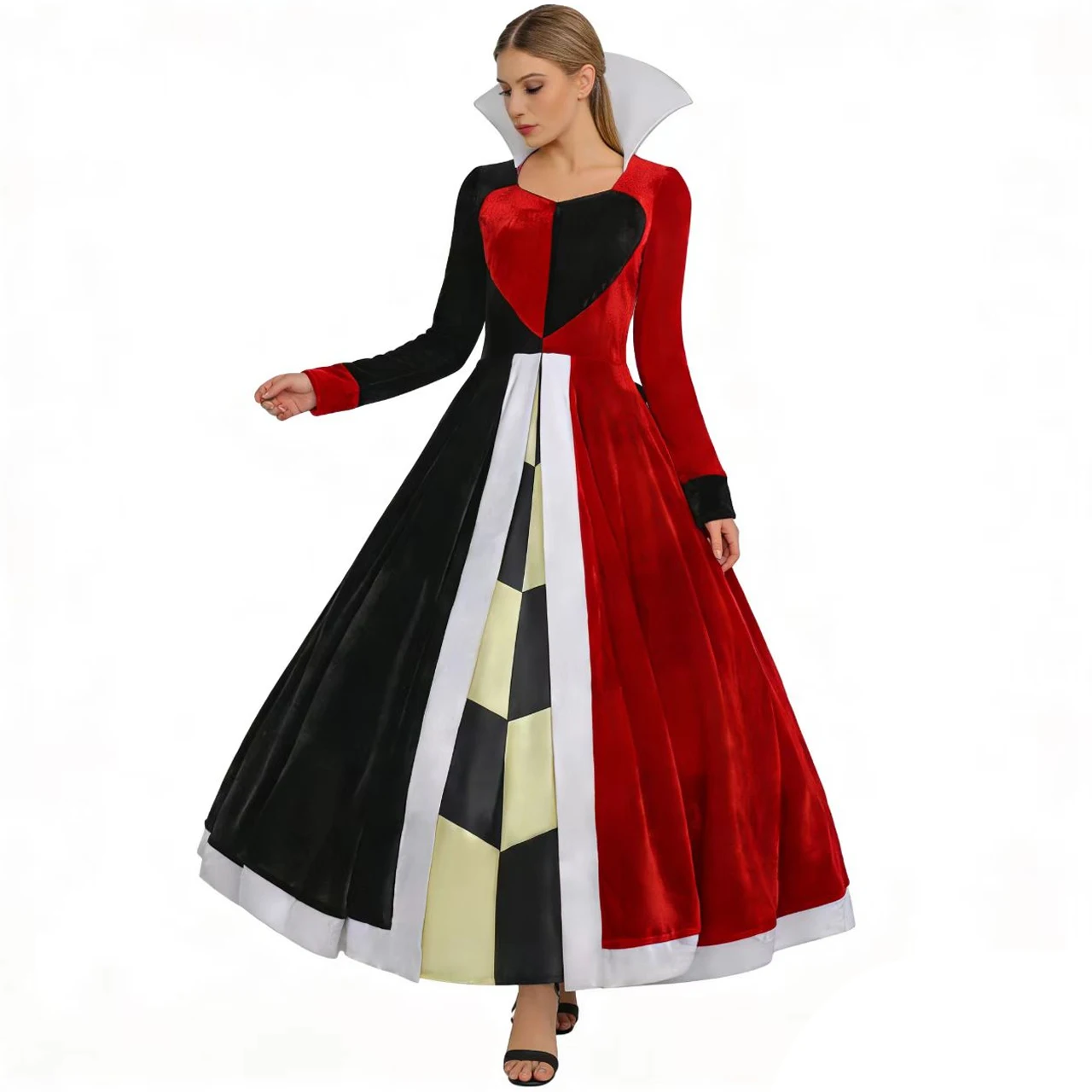 Женский костюм для косплея в стране чудес, платье с красным сердцем и королевой Pleuche, костюм на Хэллоуин, платье для выпускного вечера, полный комплект