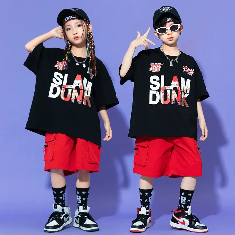 

Boys Girls Hiphop Dancewear Kids Fashion Summer Street Dance Performance Costume Students Group Jazz Hip Hop Clothing