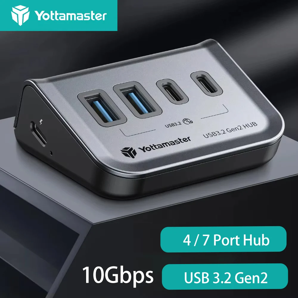 Yottamaster Multiport 10Gbps USB 3.2 Hub Type C USB A Docking Station TF/SD3.0 Card Reader Adapter 60W PD Splitter For PC Laptop