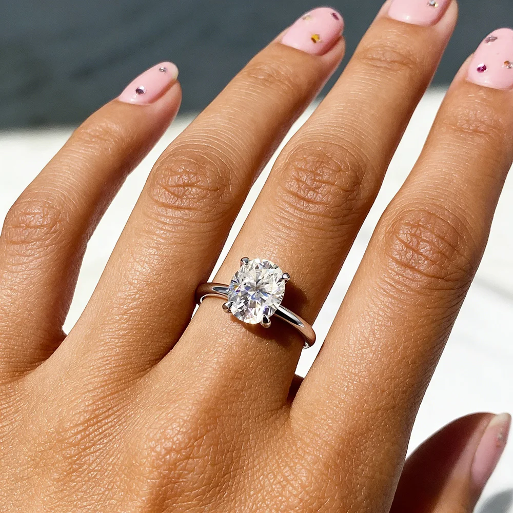 TBCYD Oval Cut 2CT Moissanite Ring For Women Men 925 Sterling Silver GRA Engagement Sparkling Couple Ring Wedding Band