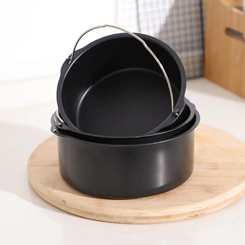 Round Cake Non Stick Baking Pan Tray Mold Air Fryer Basket with Handles Bakeware Kitchen Pizza Oven Baking Pans Tools