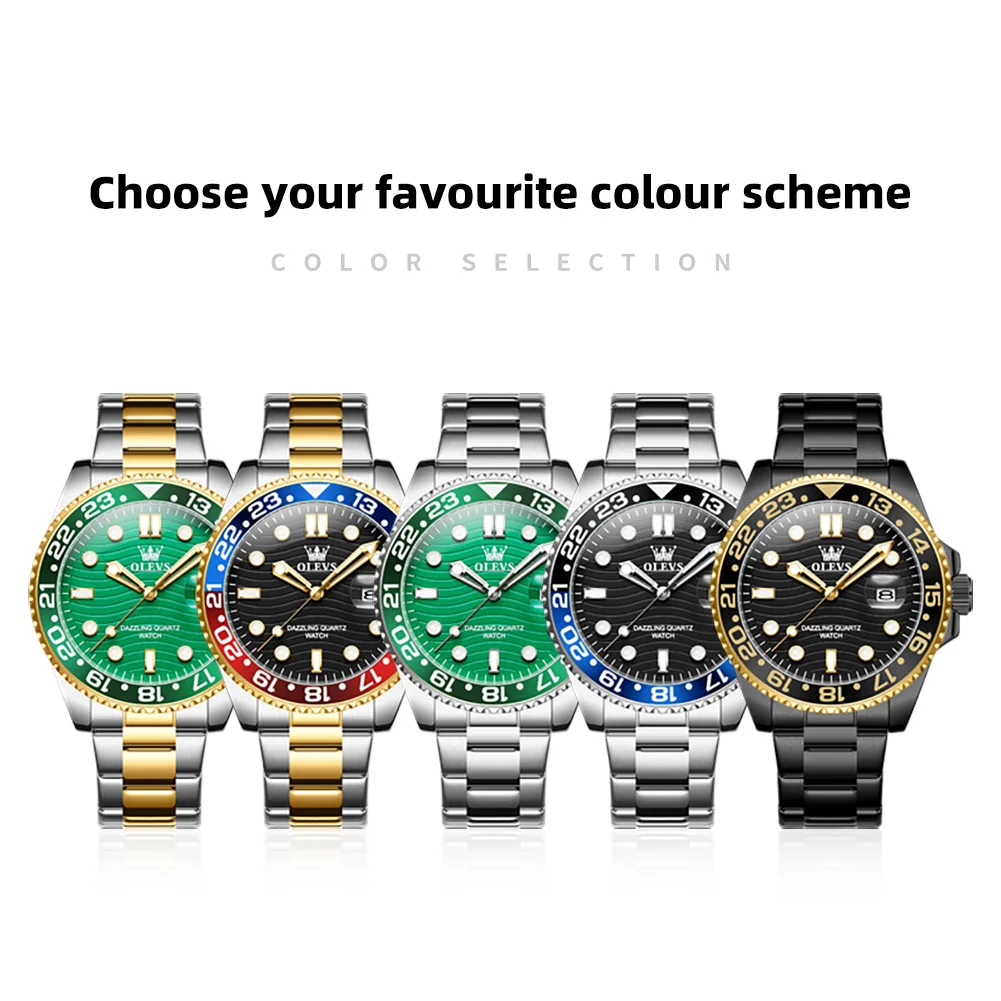 OLEVS 3610 Mens Watch Brand Original Waterproof Quartz Watch Waterproof Luminous Sport Watches Automatic Date Watch For Men