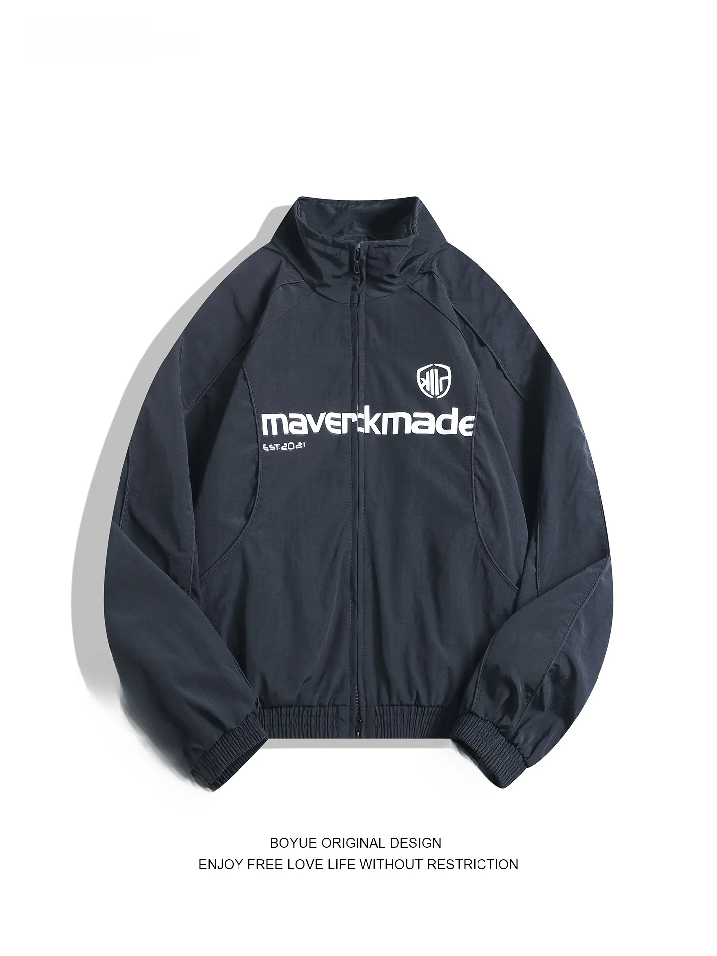 

Мужская повседневная спортивная рабочая куртка-бомбер Boyue American Motorcycle с воротником-стойкой, свободного кроя, с принтом, на молнии