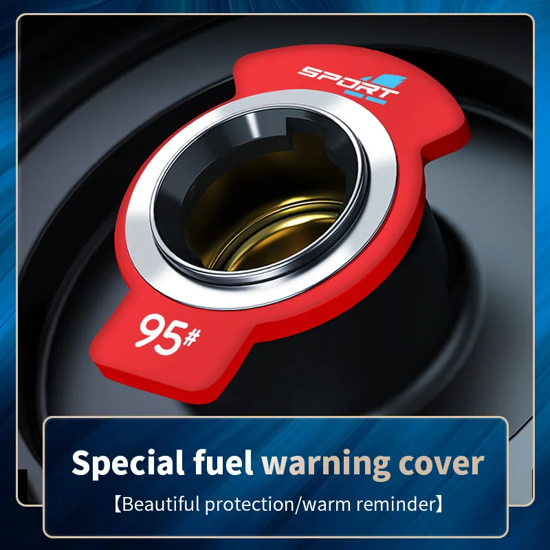 Shark Fin Blue Sport Style Car Fuel Tank Cap Rubber Seal 95# 92# Fuel Indicator Sign 98# Diesel Personalized Logo Decorative Car Sticker