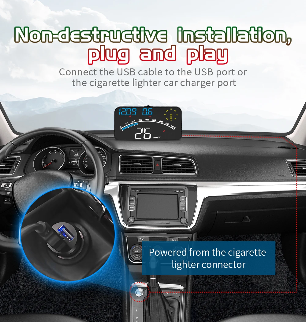 HUD G10 Head-up-Display für Auto Universeller Digitaler Geschwindigkeitsmesser GPS-Tachometer MPH KMH Projektion mit Halterung Auto-Innenausstattung – Detail 26