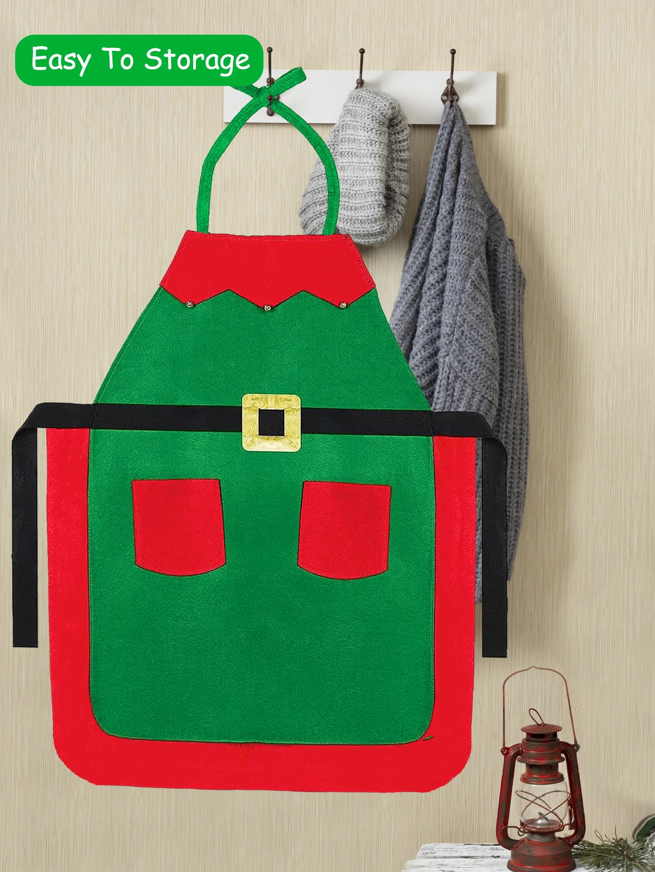 1pcs Christmas Aprons, Christmas Santa Claus Apron with 2 Pockets, Kitchen Cooking Aprons Kitchen Apron 54x72cm