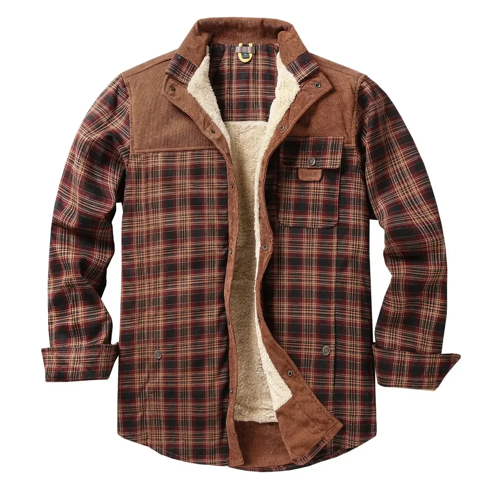 European and American Casual Checked Thickened Shirt.  Men's New Style Fleece-lined.  Winter Warm.  Pure Cotton Jacket.  S-XXXXL