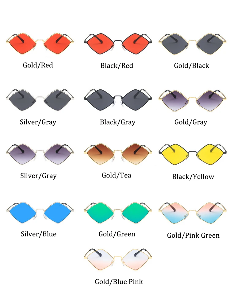 Hipster Polygon Frauen Sonnenbrille Unregelmäßige Vintage Kleine Rahmen Raute Damen Sonnenbrille Shades Retro Legierung Brillen Schwarz – Detail 4