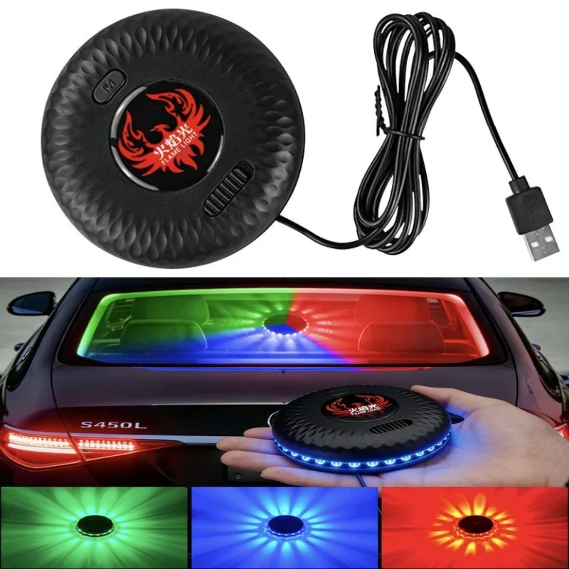 LED Strobe Warning Light Windshield Ambient Lighting Remote-controlled USB Car Anti-Rear Collision Colorful Decoration Lights