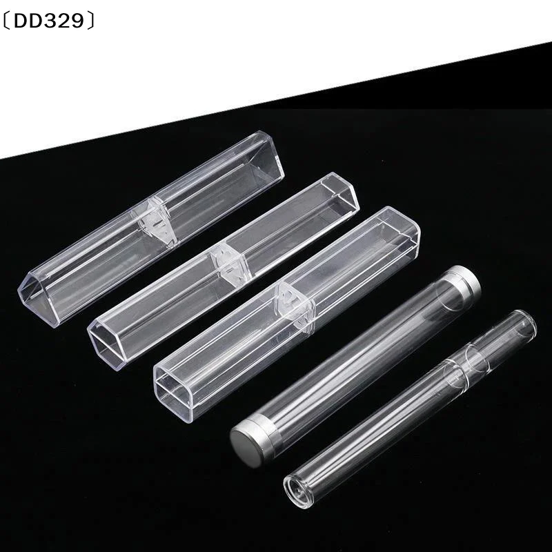 1pcs PC Packaging Tube Storage Box Clear Tweezers Box Plastic Tube Cylinder Square Pipe For Makeup Tool〔DD329〕