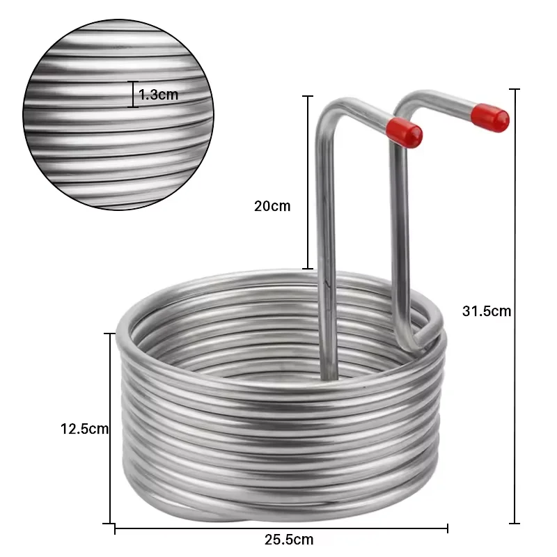 Stainless Steel Wort Chiller Beer Cooling Coils Beer Cooling Pipes Immersion Cooling Tube for Home Ice Bath Brewing Tubing Coil