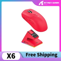 Attack Shark X6 PAW3395 2.4G Wireless Bluetooth Mouse Tri-Mode Connectivity  RGB Touch Magnetic Charging Dock Macro Gaming Mouse