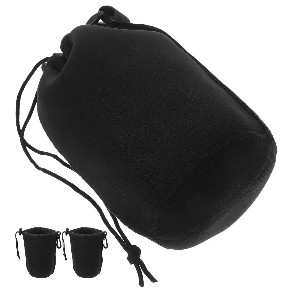 

3Pcs Camera Lens Pouch Neoprene Waterproof Drawstring Lens Storage Bag Compact Protect Case for Outdoor Travel Use