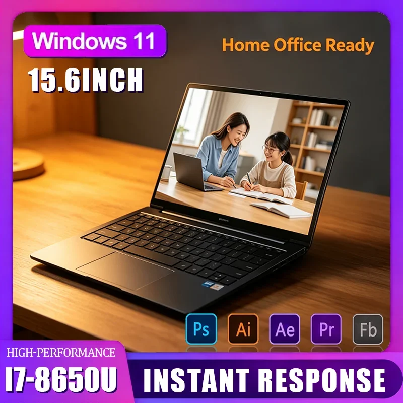 New Portable Business Black Intel Core i7-8650U 15.6" Smooth Gaming Laptop Computer PC 32GB RAM Fingerprint Unlock Notebook PC