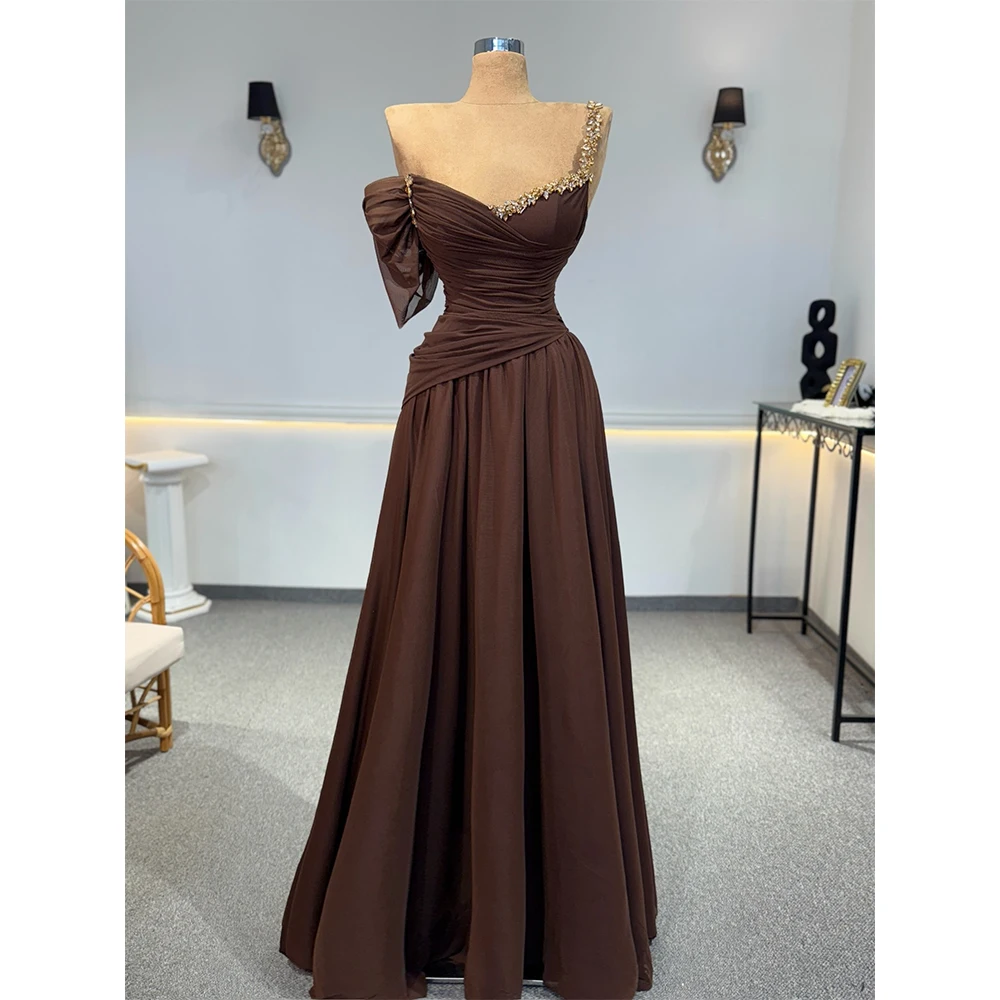 

MVOZEIN Brown Evening Dress Long Chiffon A-Line Sweetheart Wedding Guest Dresses Elegant Women's Wedding Party Attire