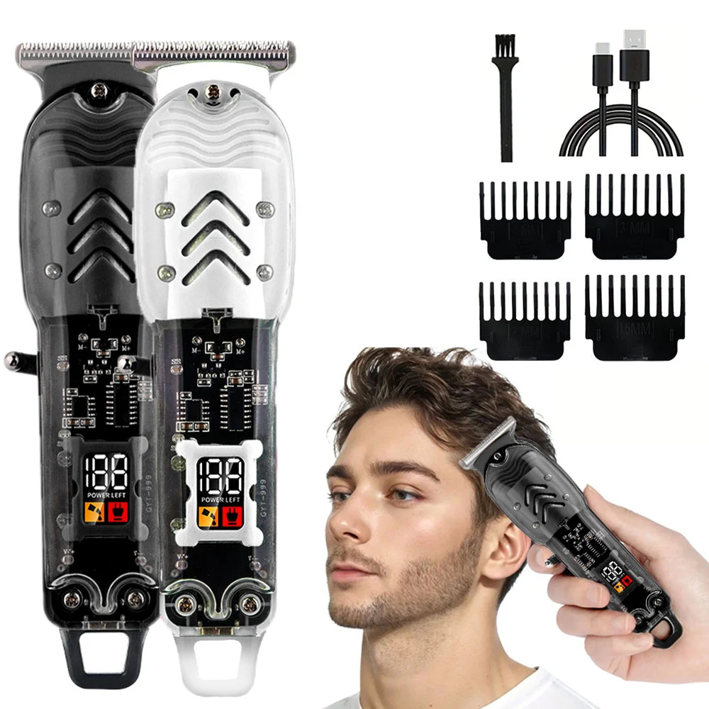 Professional Electric Hair Clipper Set, 1 Set Rechargeable Hair Trimmer & Accessories, Hair Cutting Kit for Men, Great for Styli