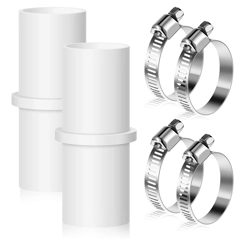 

2 Pieces Washing Machine Drain Hose Connectors Washer Extension Adapter With 4 Pieces Drain Hose Clamps