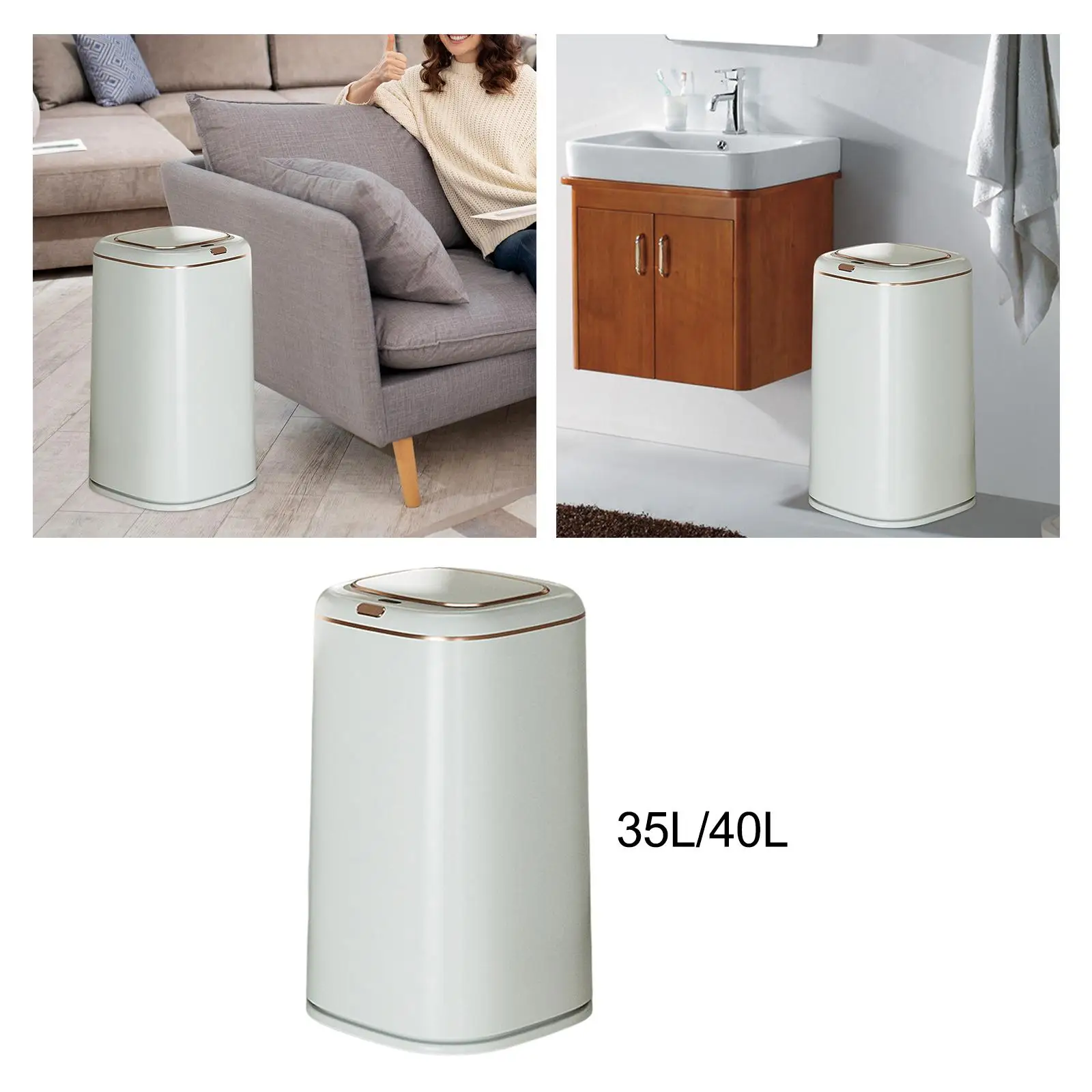 Touchless Garbage Bin Large Capacity Smart Sensor Garbage Bin Automatic Garbage Can for Bathroom Household Living Room Home