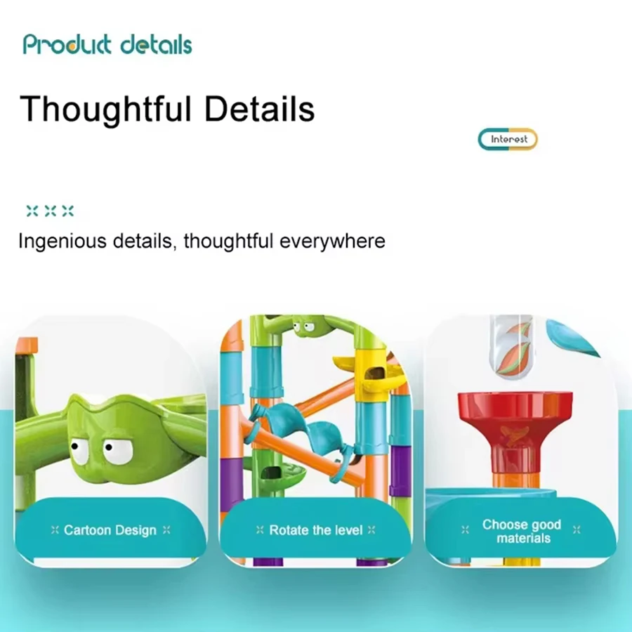 การก่อสร้างหินอ่อน Run Race Track อาคาร DIY บล็อกเด็ก 3D Maze Ball ม้วนของเล่นเด็กคริสต์มาสของขวัญ 45/93/113/142 ชิ้นชุด