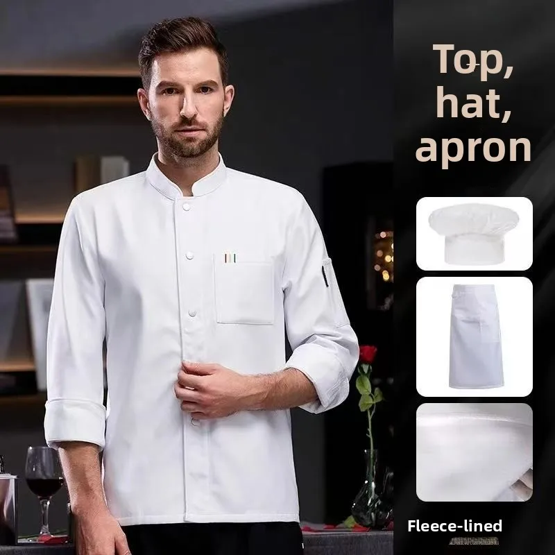 Mono de Chef de Hotel Original, traje con forro polar, terciopelo de manga larga para otoño e invierno, ropa cálida para herramientas de cocina