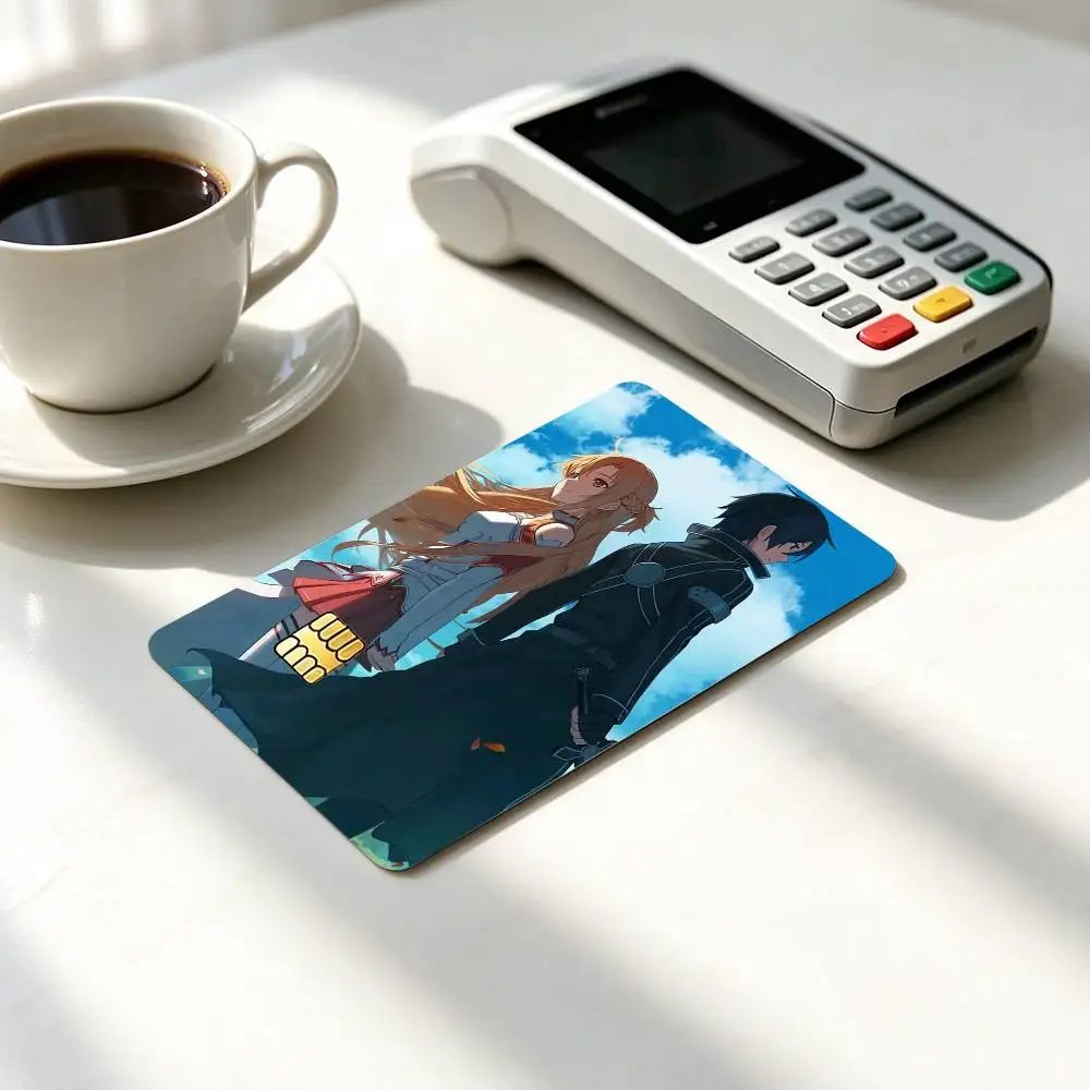 SOA Sword Art O-Online Asuna Kirito  Credit Card HD Stickers Small Chip Waterproof Sticker Game Card Decal Gift